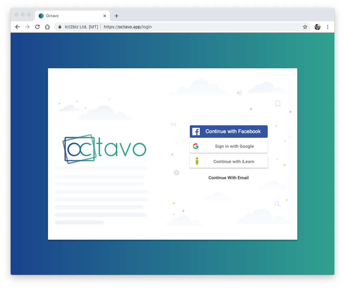 Octavo login screen including iLearn Malta button