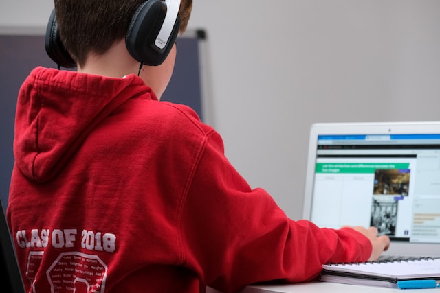 Child using laptop